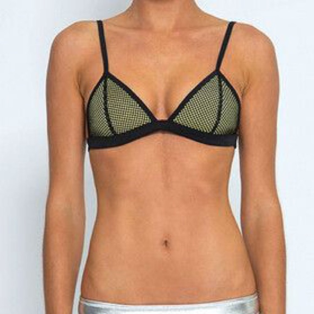 Triangl Ollie Coco Moon Bikini Top Neoprene Mesh Crochet Yellow Black Small